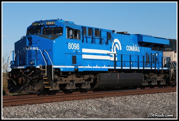 NS 8098, Conrail heritage unit, at Harlem TX